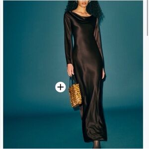 NWT reformation ciana satin dress in mole - size 2